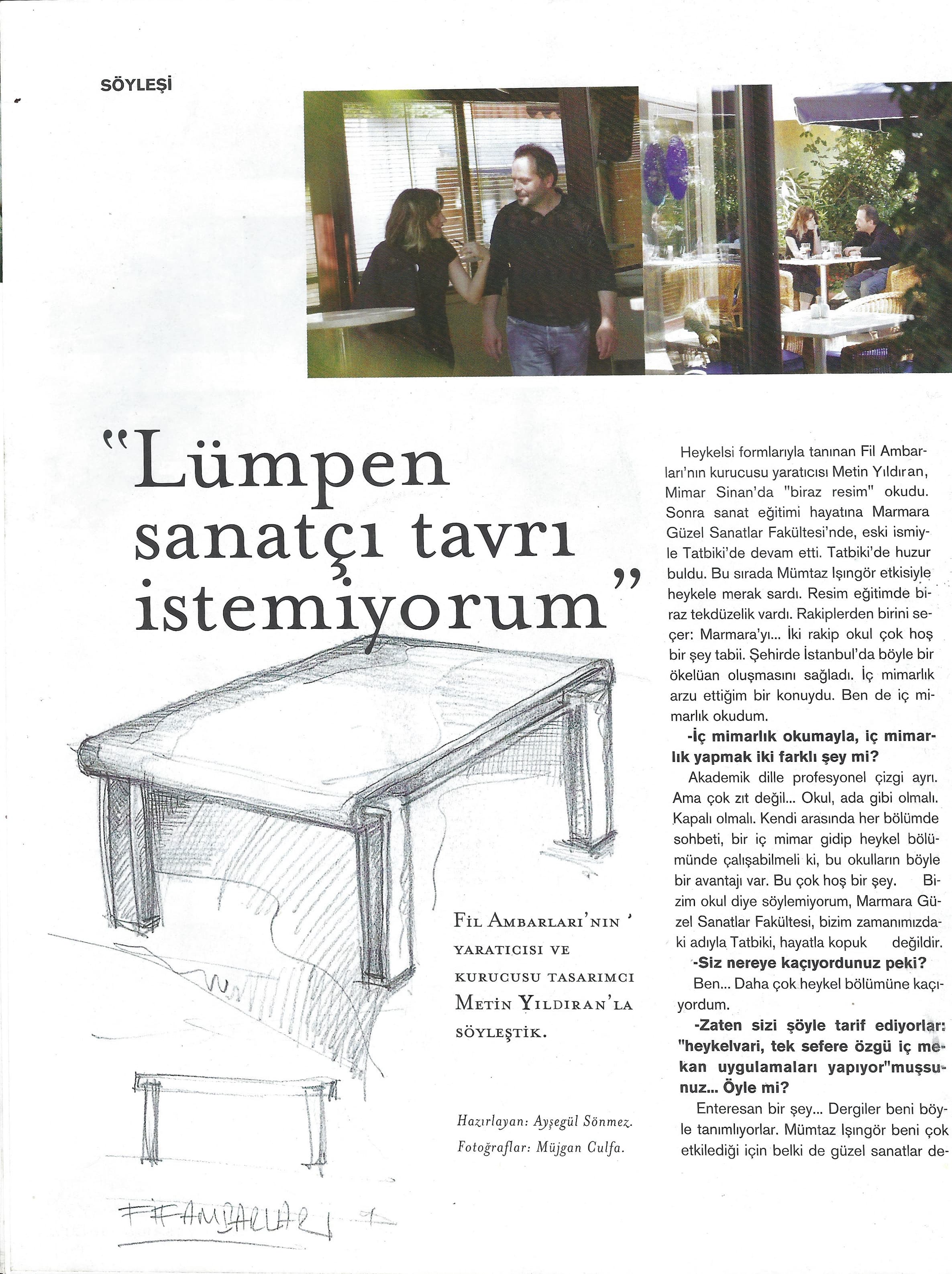 Lümpen sanatçı tavrı istemiyorum, 1. sayfa